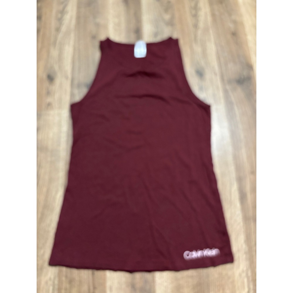 Calvin Klein Sleepwear Women Size S Burgundy Tank Top QP24160 Logo Lounge